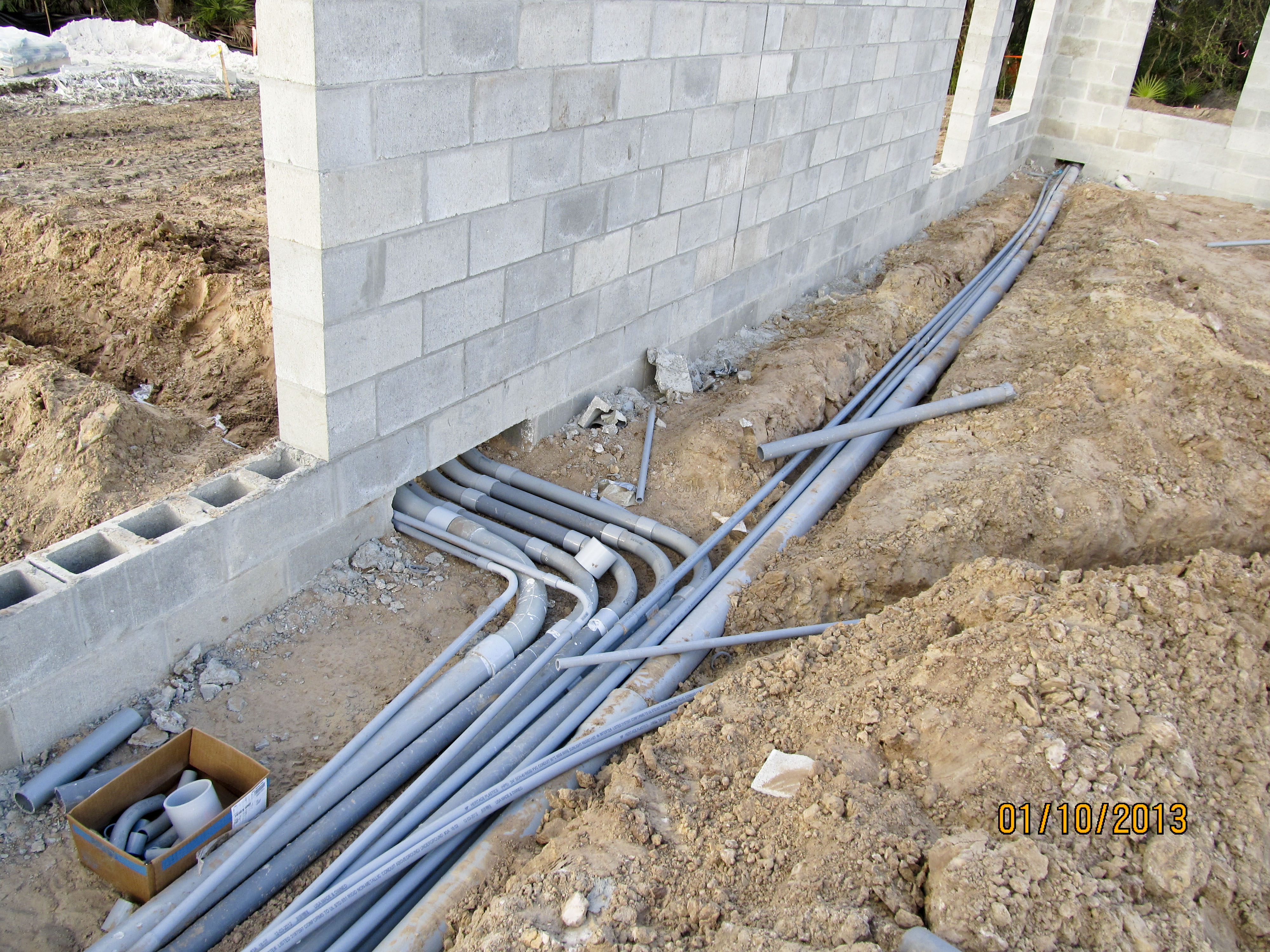 Utility conduit is laid throughout the building.