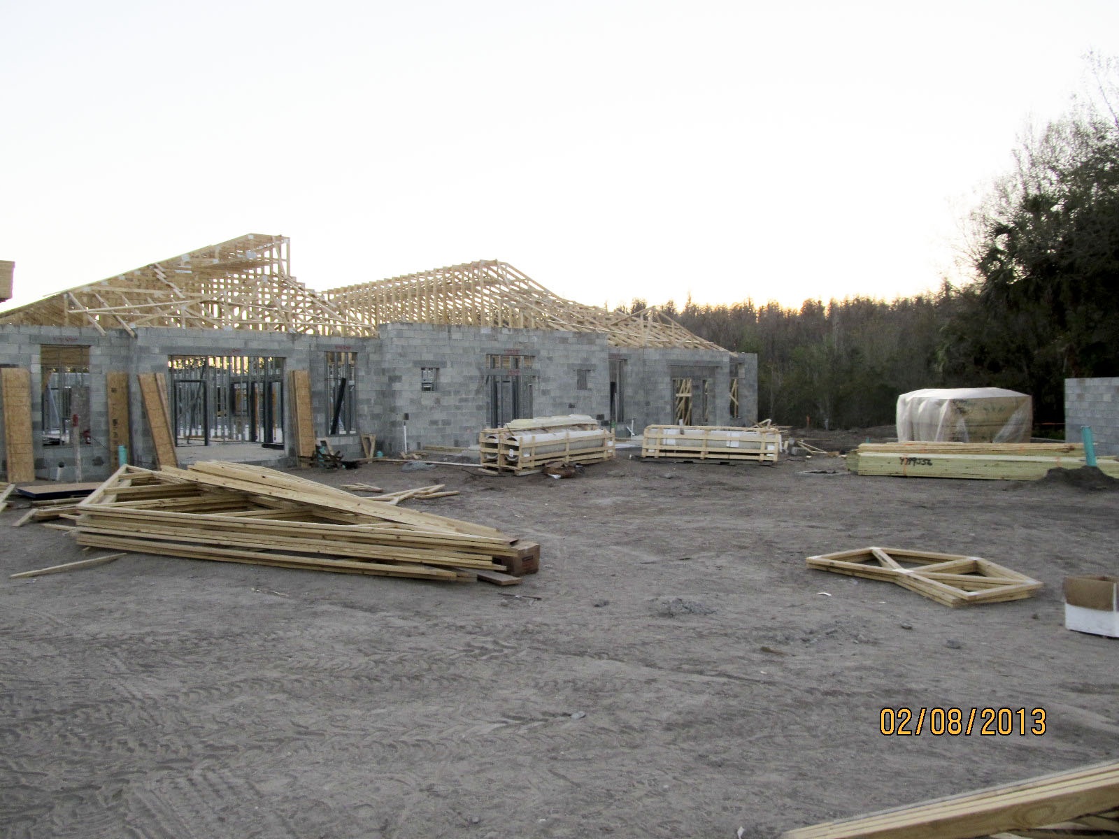 Progress of the front of the building.