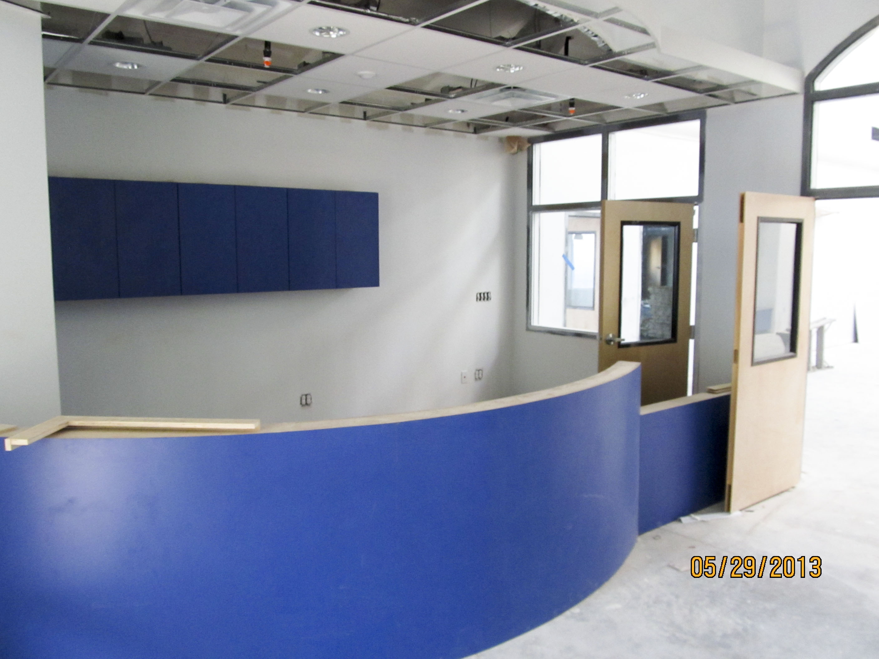 Front office is partially installed.