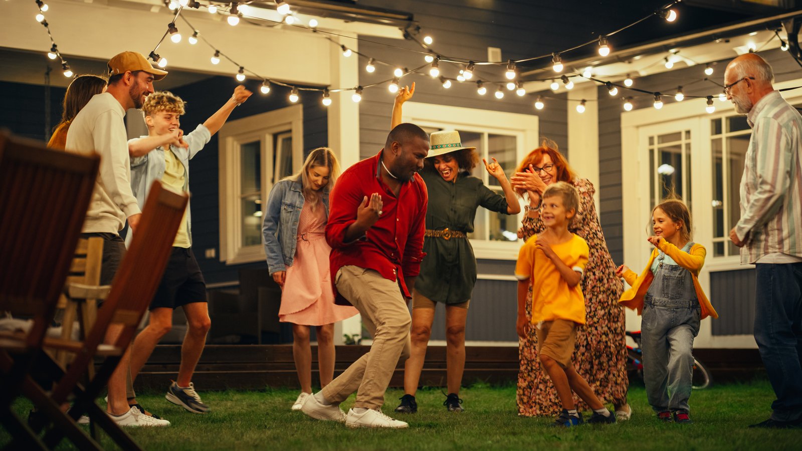 Family Dancing Backyard Happy