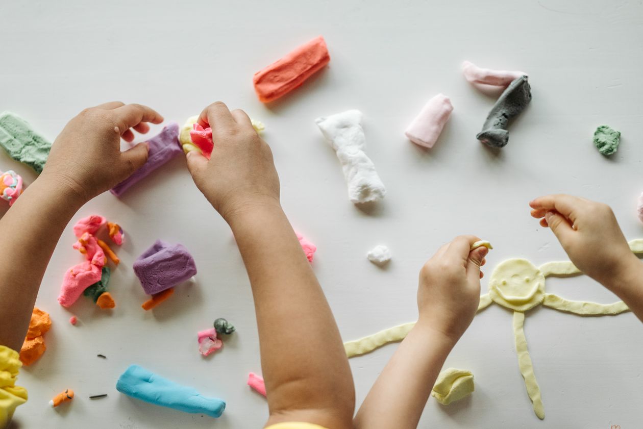 Children playing with clay